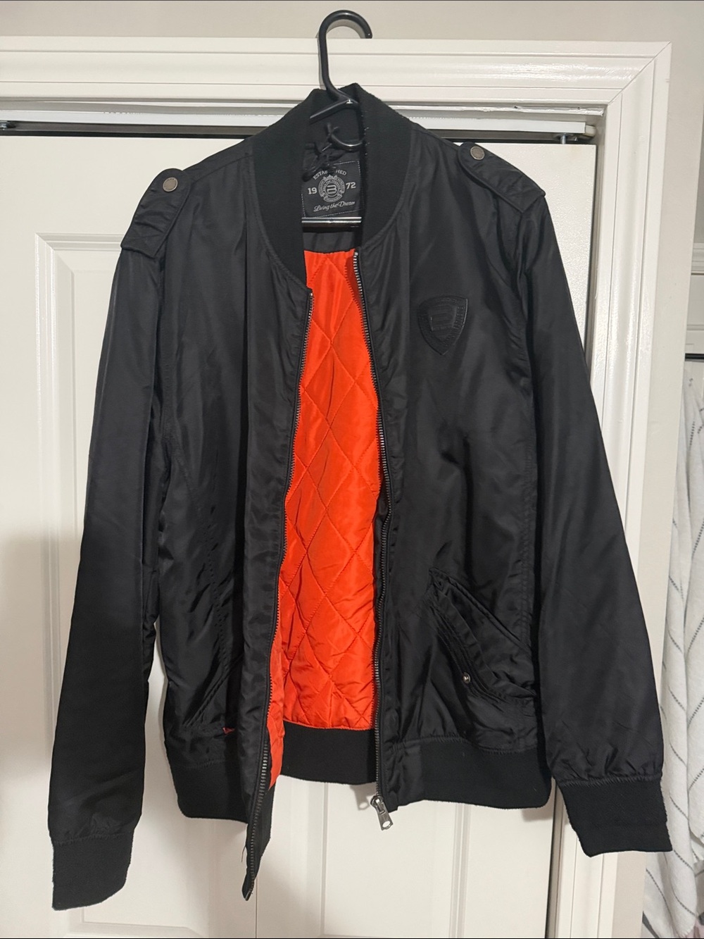 Buffalo Men's Black Bomber Jacket with Orange Lining